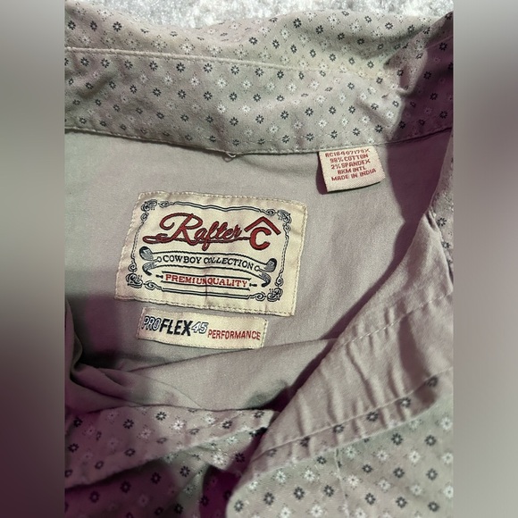Rafter C Mens Pearl Snap Western Shirt Sz XL Neutral Printed Lightweight Cotton - Picture 3 of 6